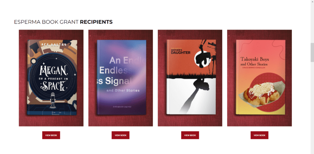 author website home page book carousel feature